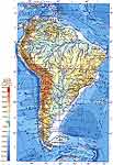 Карты. Атлас мира: Физическая карта Южной Америки.
